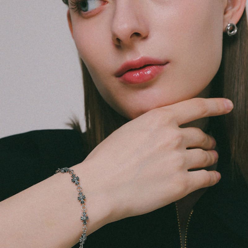 

J.Lauren Античний браслет срібного кольору з ланками у вигляді хрестиків B01051 single type