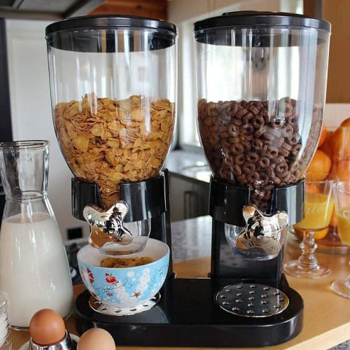 GHDVOP Cereal Dispenser, Large Capacity 2L, Dual-Row, Stylish Dry Food Dispenser for Kitchen Countertops, Keeps Food Fresh, Storage Unit for Rice, Cer