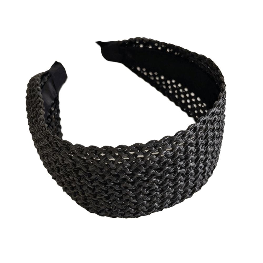 

Hollow Out Straw Weave Headband Rattan Weaving Hair Accessories Elegant Hair Hoop Female чёрный