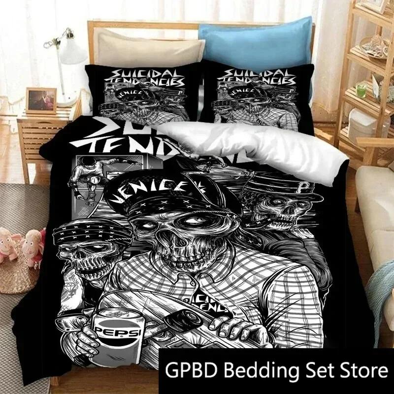 3D Print Suicidal Band Tendencies Bedding Set Double Twin King Duvet Cover Comforter Pillowcase Boys Girls Adults Bedroom