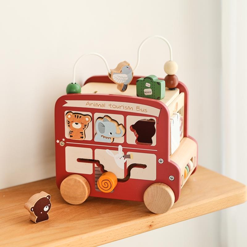 Montessori Beschäftigungsspielzeug Lernspiele Bus 5 in 1 Beschäftigungsbox Spielzeug Montessori Holzspielzeug Kinderspielzeug Babyspielzeug 0 12 Monate Geschenke Kinder