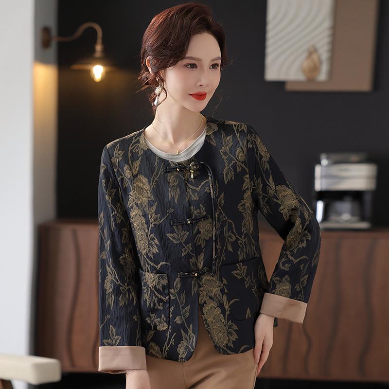 Trendige Freizeitjacke im chinesischen Stil 2025 für Frauen mittleren Alters und ältere Frauen: Frühling, Herbst, Winter