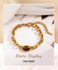 Ying Tai Stainless & Titanium Steel Bracelet with Tiger Eye and Natural Stone, High-Polished, 18k Gold-Plated, Retro European-American Style
