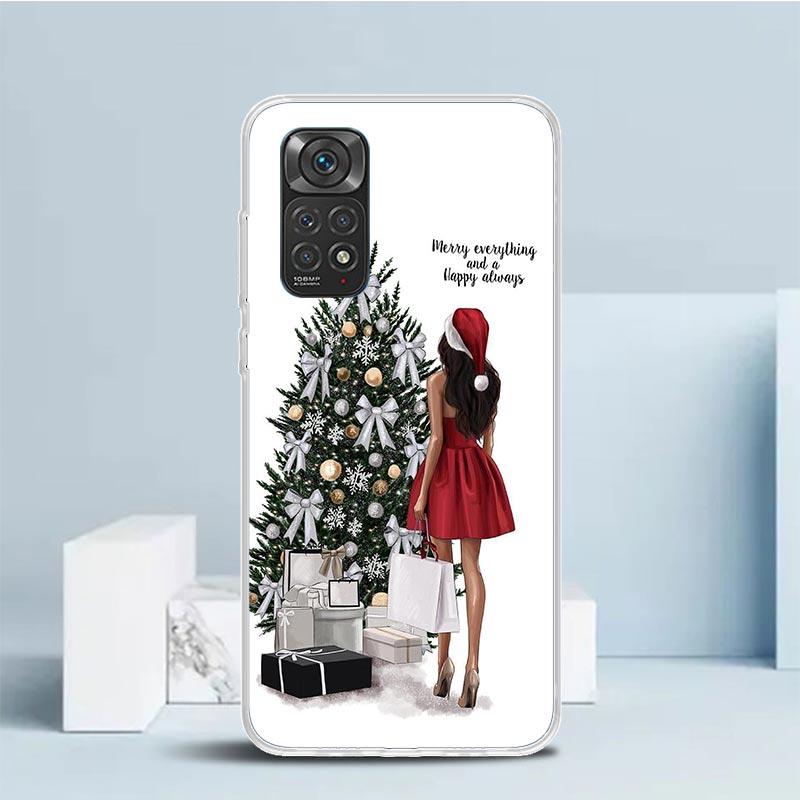 Christmas Girls Tree Gift Phone Case For Xiaomi Redmi Note 15 14 14S 13 12S 12 Pro Plus 11S 11 11T 11E 10S 10 + Soft TPU Back Co