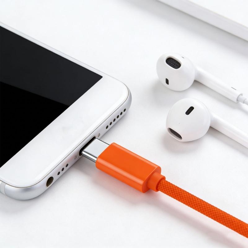 Travel Braided USB C Male To 3.5mm Female Headphone Adapter Cord Line Supports Quality Sound Transmission