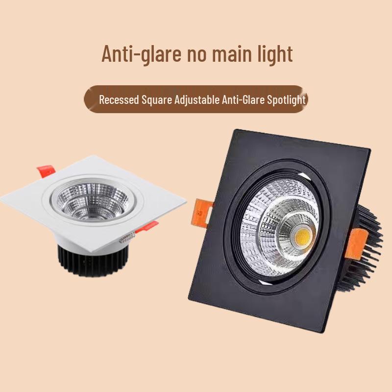 Spot LED encastré carré COB orientable pour plafond