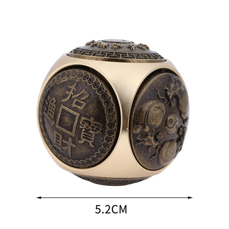Rotating Six-Faced Chinese Lucky Coin Spinner Toys Crafts Stress Anxiety Relief Sensory Focus Tool For Birthday Christmas Gift
