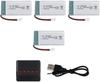 Set of 4 Rechargeable LiPo Batteries 3.7V 1200mAh with 4-in-1 Charger – Compatible with RC Drones Syma X5SC X5SW – 54x29x9mm