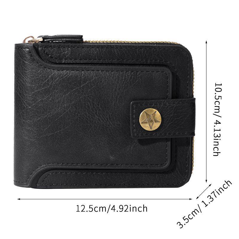 2024 Men's Retro Tri-fold Wallet with Zipper and Card Holder