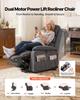Power Lift Recliner Chair, Dual Motor, Medium Electric Lift Chair with Heat and Massage for Elderly, Infinite Position Adjustment, Chenille Fabric,