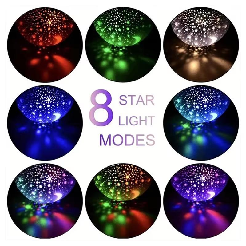 Projector Starry Sky Lamp LED Night Light 8 Star Light Modes Rotating Starry Nursery Moon Galaxy Baby Children Bedroom Gift Lamp