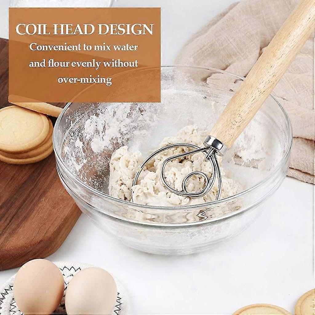 3 Pack Danish Dough Whisk Bread Mixer,dutch Whisk With Dough Scraper For Bread,pastry Or Pizza Doug