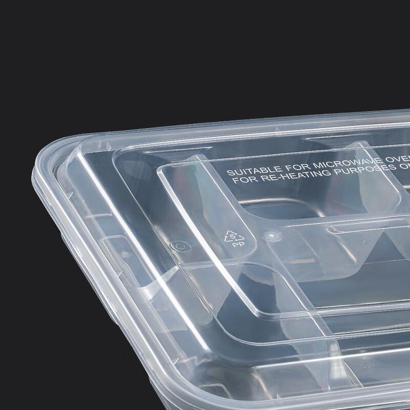 KAZHI Disposable Divided Plastic Meal Boxes with Lids