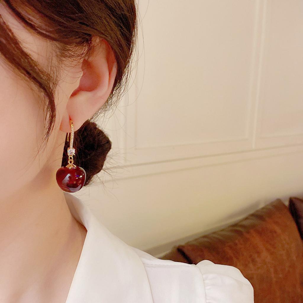 Sweet Cherry Earrings Fashion Dangling Jewelry Multifuntional Accessory Ear Jewelry for Collection and Daily Wear