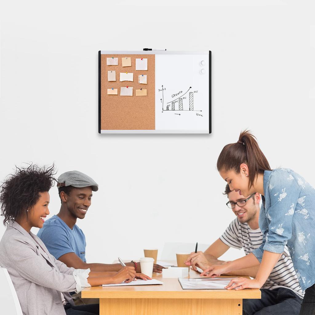Amazon Basics Rectangular Dry Erase Combo cm x Whiteboard, Board, Magnetic, Plastic/Aluminum Frame, Board, 43.2 58.4 cm, White/Yellow