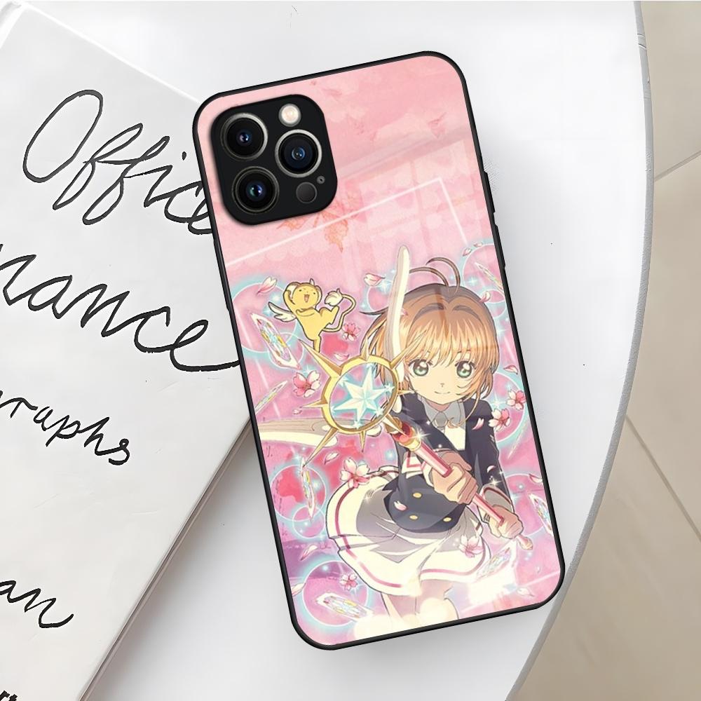 Anime Card Captor Sakuras Phone Case for Iphone 16 15 14 12 11 13 Pro Max Mini X Xr Xs Se 8 Puls glass Cover