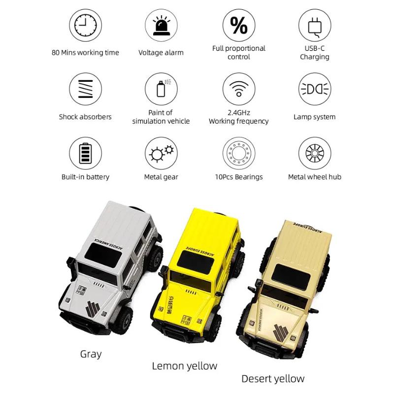 2026 X43 1:43 Mini Crawler RC Car Simulation Full Time 2.4G Hz 4-wheel Drive Climbing Vehicle Toy Remote Control Toys RTR Kit for Kids and Adults Toys