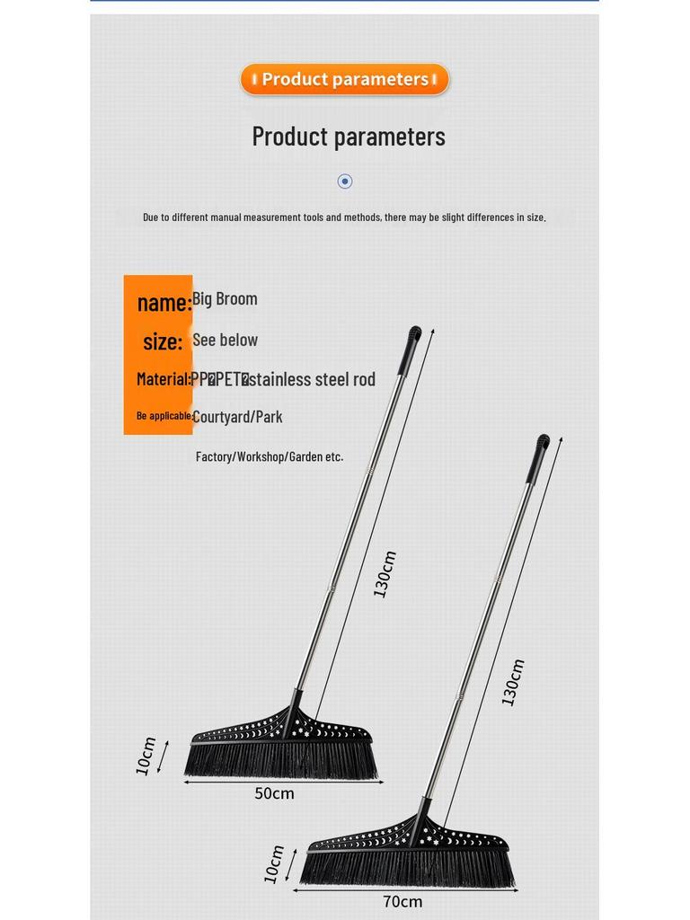 Extra Large Outdoor Hard Bristle Broom for Yard, Courtyard, and Garden Sweeping