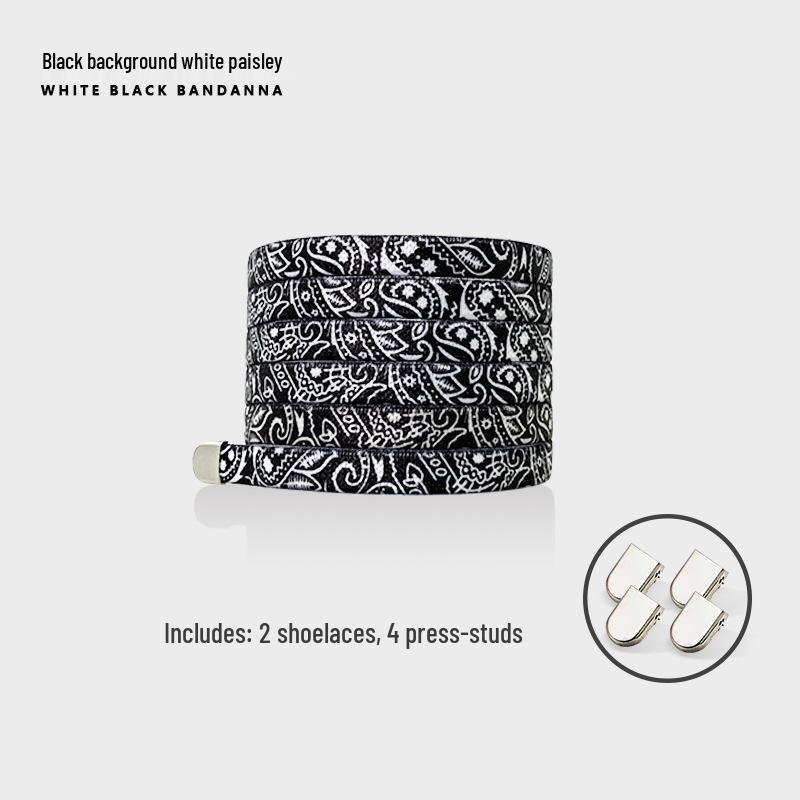 Paisley No-Tie Elastic Slip-On Flat Shoelaces (0.8CM)