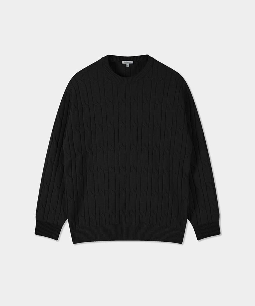 BIRBANTE Soft Washable Cable Round Knit - Black