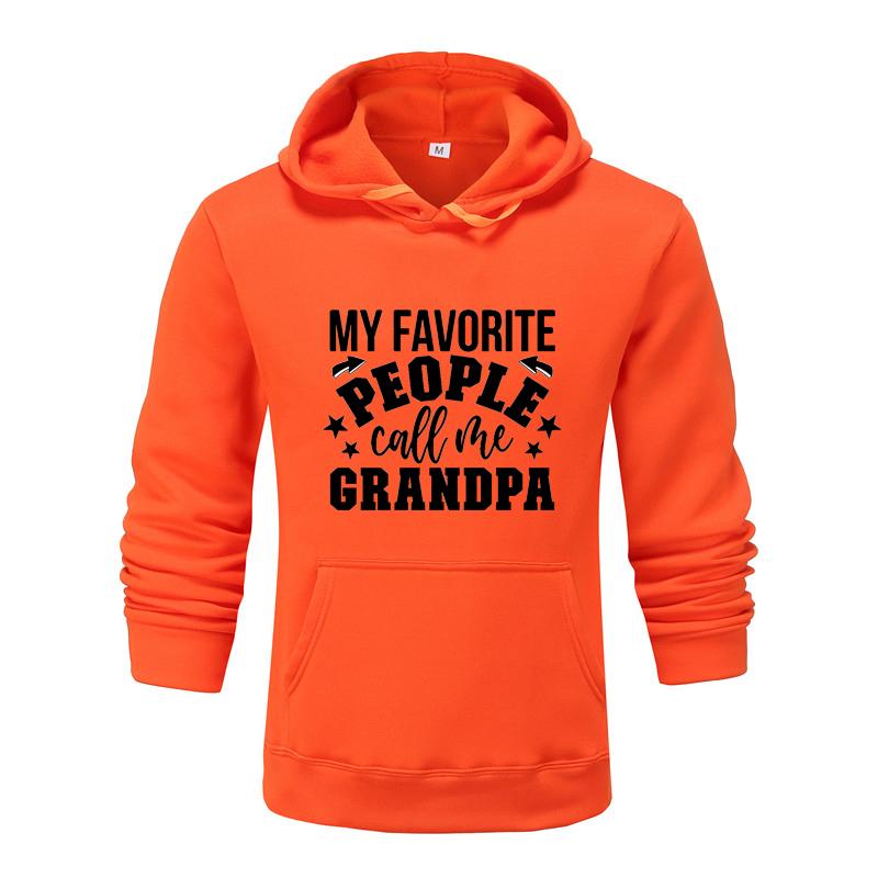 Autumn and Winter My Favorite People Grandpa Printed Hoodie for Men and Women
