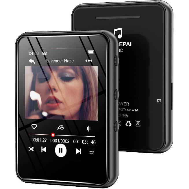 MP3 Player with Bluetooth, Full Touch Screen Music Player with Speaker and Micro SD Card Slot, 64GB Audio Player, FM Radio, Voice Recorder,