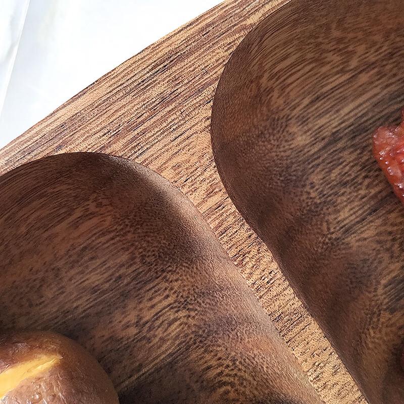 Acacia Wood Double-Compartment Serving Tray