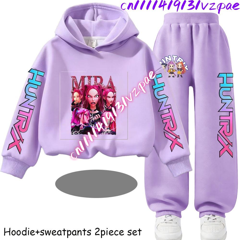 TZWY2026 Autumn KP Op Girls Print Clothing Children Hoodie 2pcs Set Pants Suit Kids Tracksuit Splice Sport Tracksuits