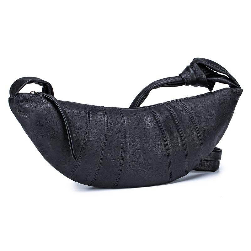 Leather niche design premium texture croissant bag versatile messenger bag women s dumplings croissant bag soft leather shoulder bag чёрный