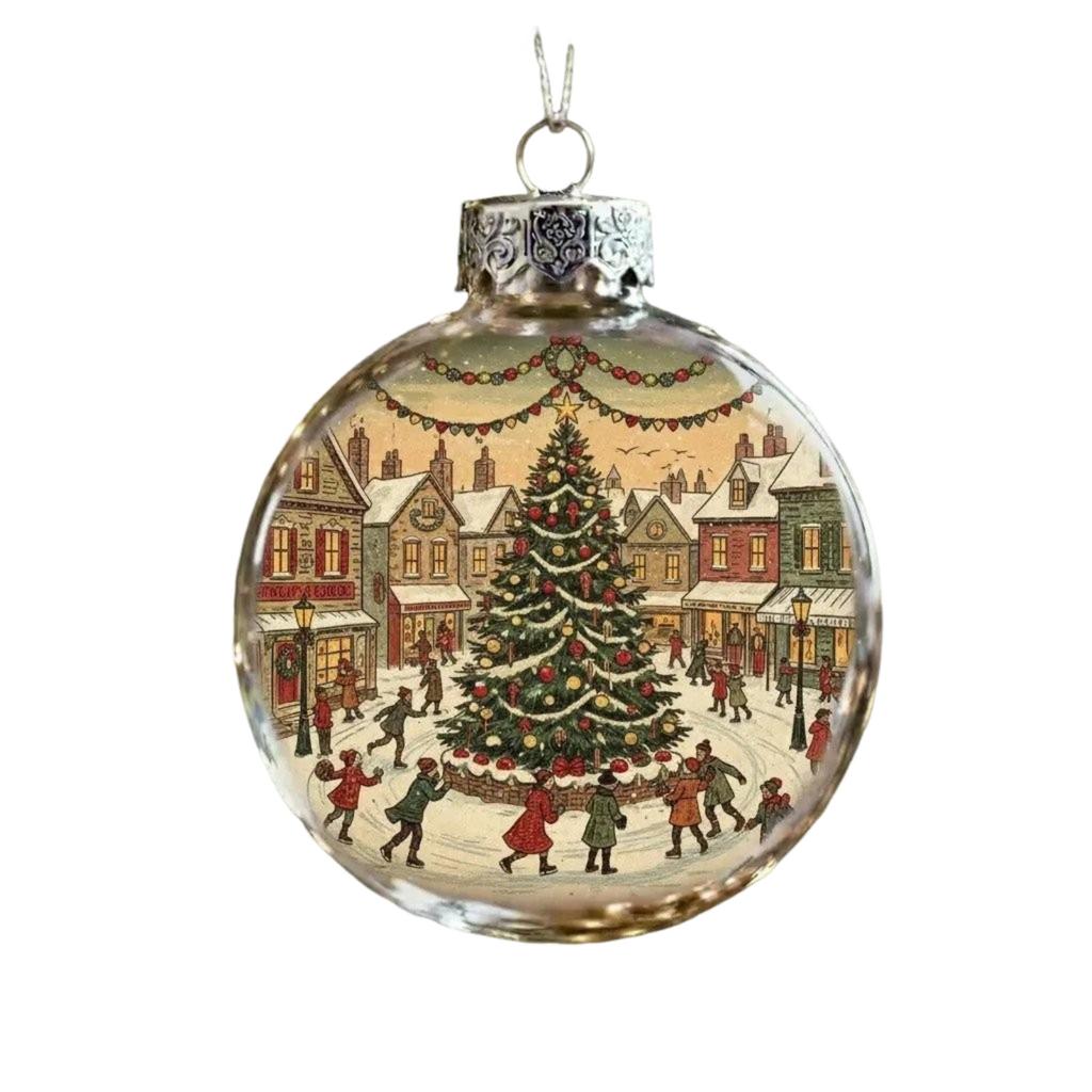 Vintage Christmas Scene Bulb Ornaments