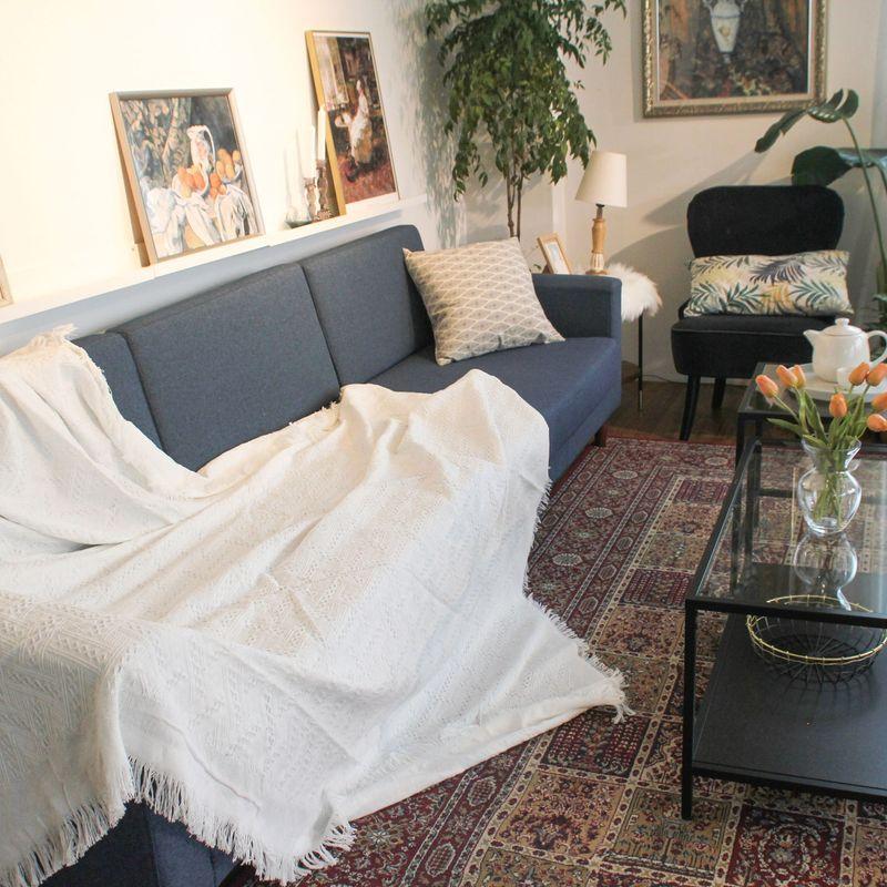 

Однотонное американское кантри диванное полотенце, чехол-накидка на диван, ткань, хлопок, лен, чехол на диван, покрывало на кровать, полотенце, одеяло на кровать, покрывало White grid 90X90CM