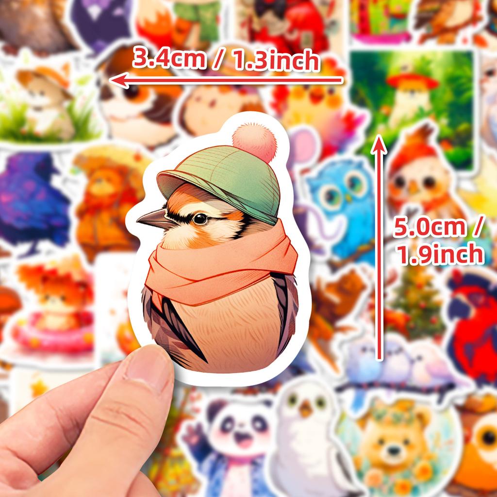 50 Fairy Tale Creative Stickers for Small Animals New Products Temu Cartoon Animal Bird Graffiti