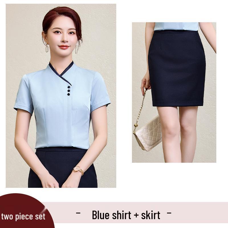 Women's Short Sleeve Professional Work Uniform – Hotel, Flight, and Catering Roles