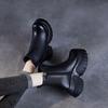 Johnature Round Toe Thick Soled Short Boots Genuine Leather High Heels Vintage Women's Platform Boots