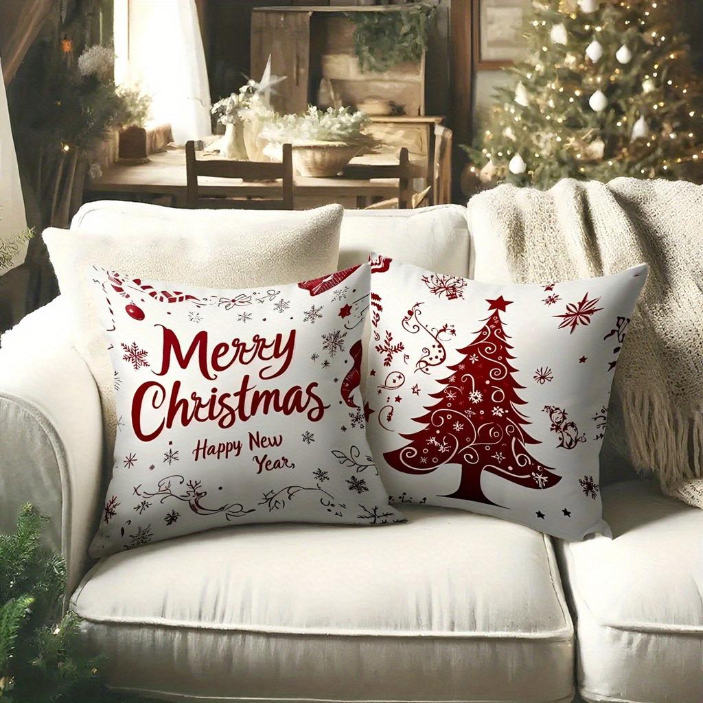 Christmas Pillowcases: Let It Snow, Merry Christmas, and More Festive Designs! Sofa Room Cushion Cover Home Decoration Gift