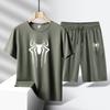 New Men's Outfit Summer Short Sleeve T Shirt Set Fashion 2 Piece Sportwear Casual Shorts Sweatshirt Men's Tracksuit