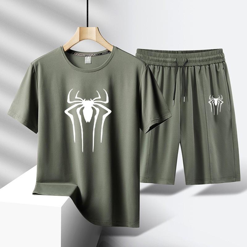 New Men s Outfit Summer Short Sleeve T Shirt Set Fashion 2 Piece Sportwear Casual Shorts Sweatshirt Men s Tracksuit XS