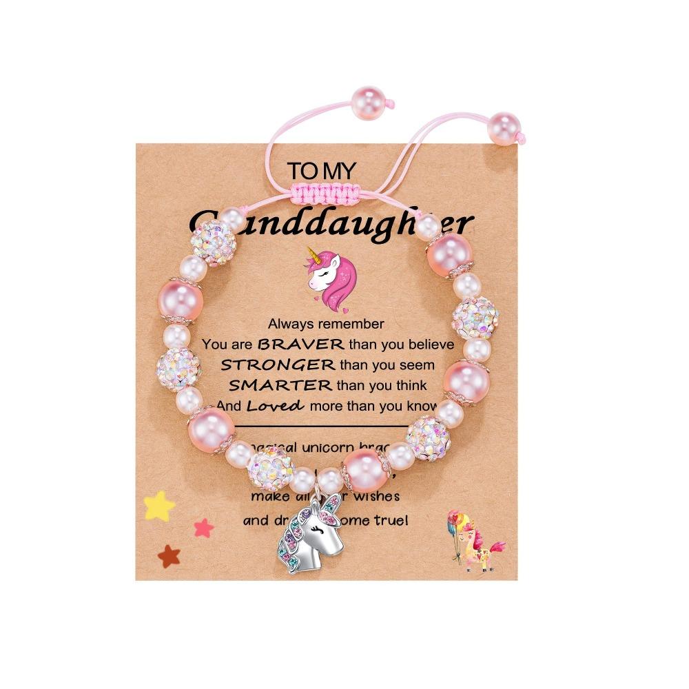

Diamond-encrusted women s bracelet Shambhala powder pearl weaving pink bracelet alloy love unicorn pendant bracelet