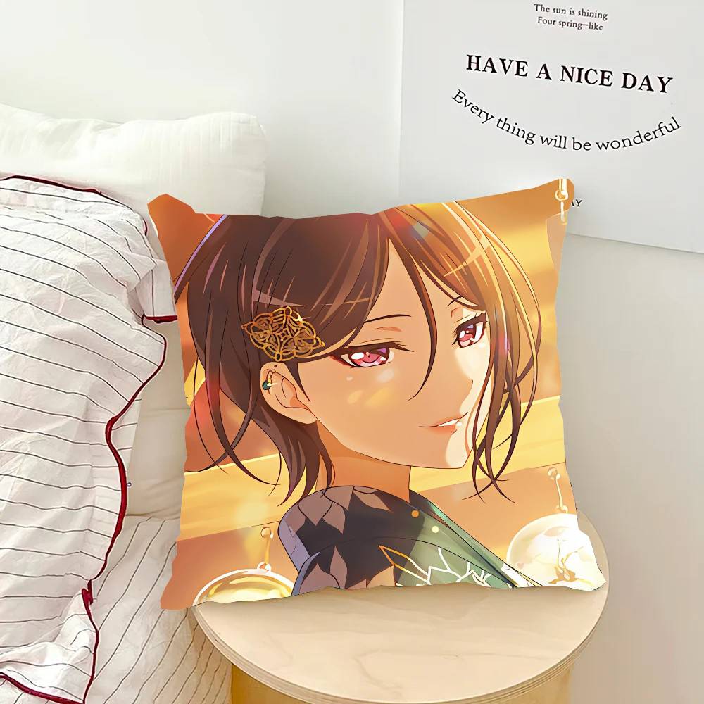 Yashio Rui Anime BanG D-Dream Pillow Case Fashion Square Pillowcase Bedroom Sofa Room Ins Decoration Leisure
