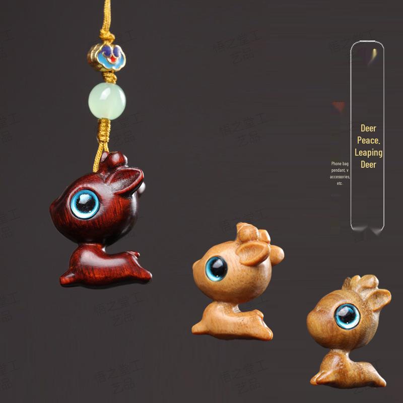 Wooden Cartoon Deer Phone Charm and DIY Pendant Gifts