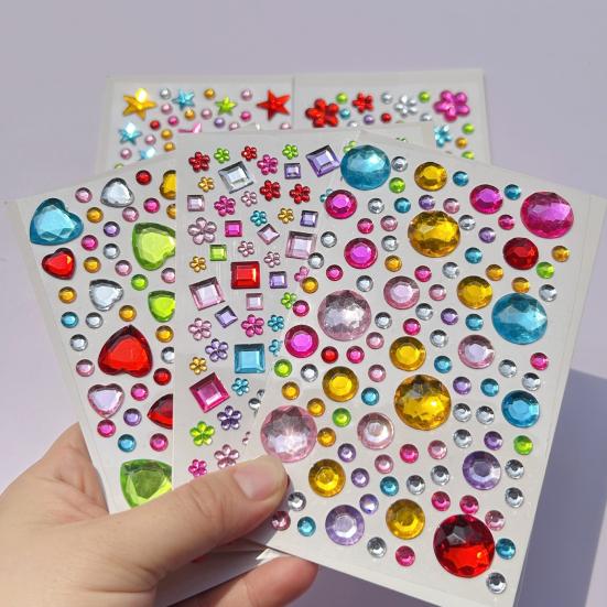 Colorful Star Rhinestone Face Stickers Dopamine Makeup Gems for Music Festival Self-Adhesive Body Jewels for Cheek Decoration