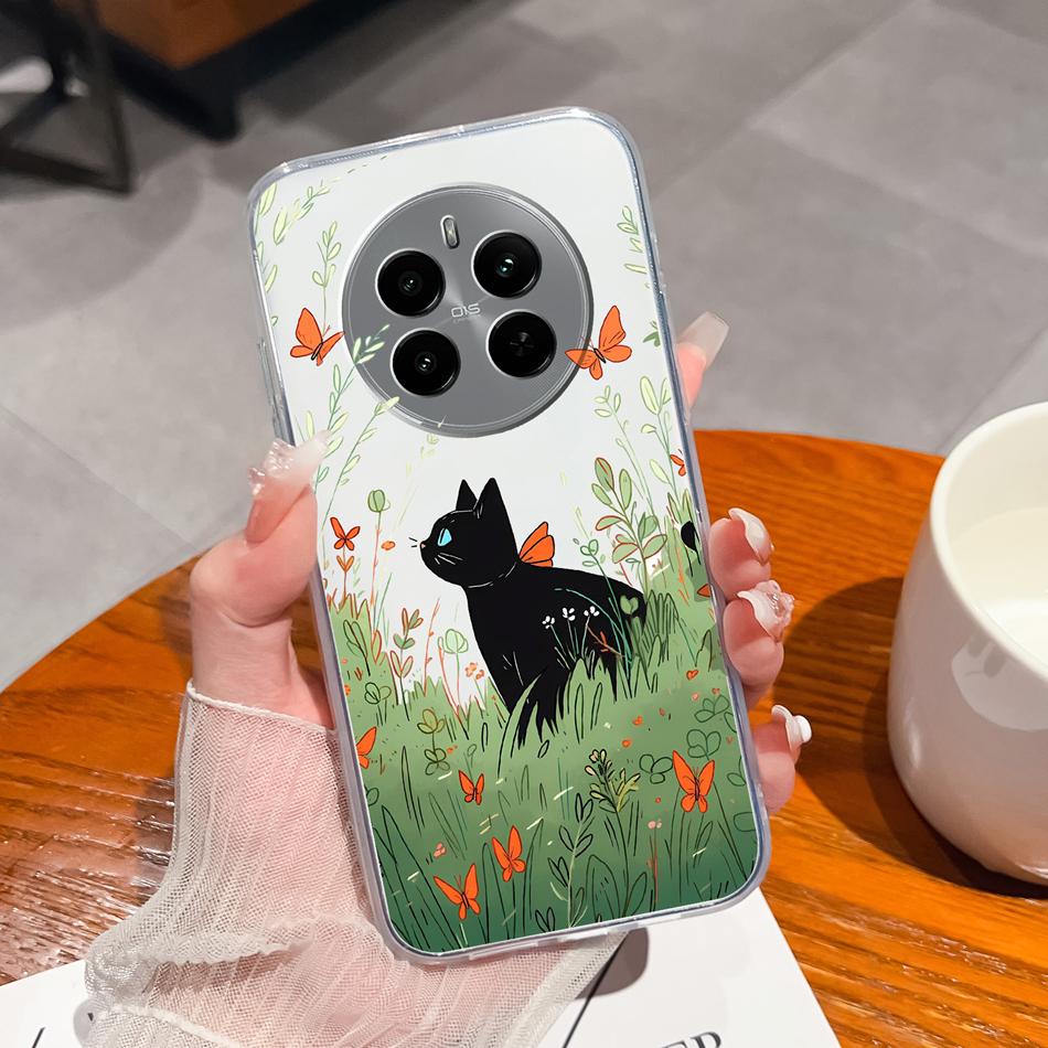 For Oppo Realme 12 Pro Plus Case For Realme12 4G 5G Phone Cover Cute Anime Transparent Soft Slim Protective Bumper Funda Coque
