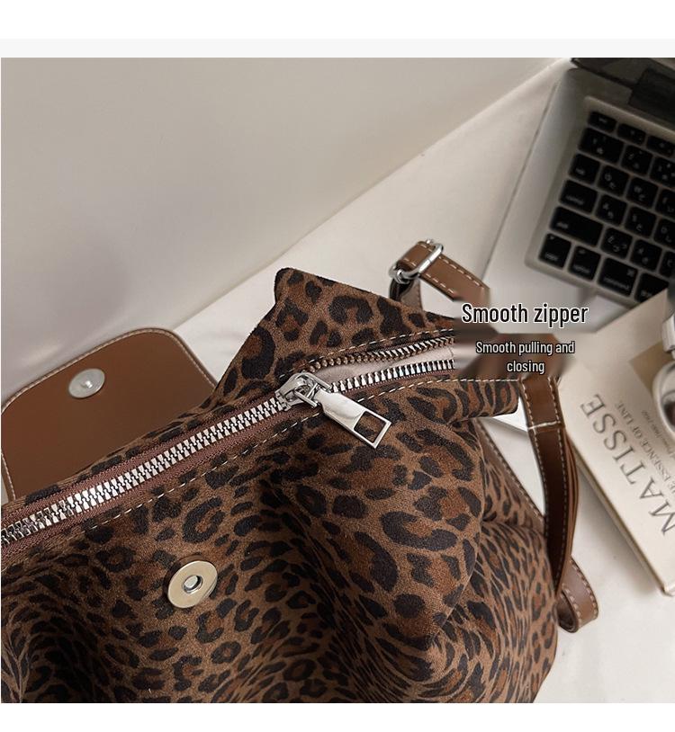 Leopard Print Large Capacity Crossbody & Shoulder Bag for Women - 2025 Leather Suede Tote