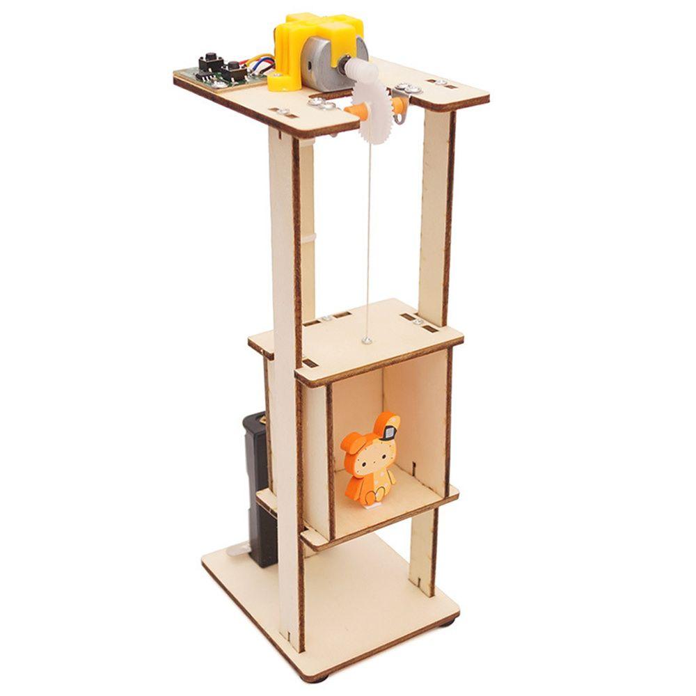 Educational Toys Wooden Elevator Technology Making Toys Electric Toy Assembled Electric Lift