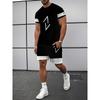 2026 New Summer Men's Patchwork Print Short-Sleeve Shirt and Shorts Set