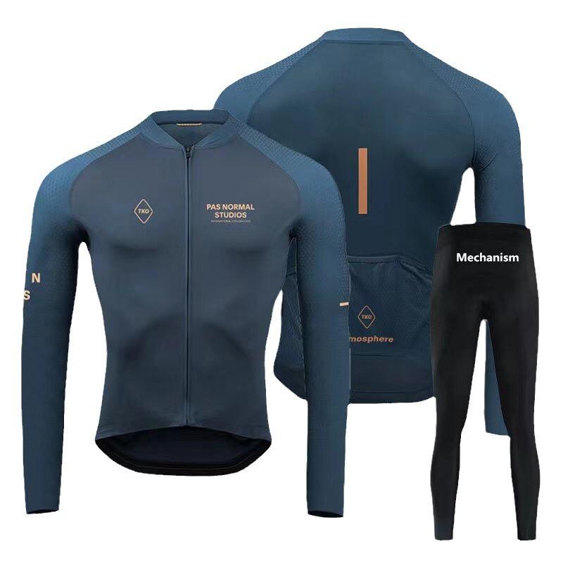 Mens Cycling Long Sleeve Jersey With Quick-Dry Milk Silk Fabric Dual-Arrow Gel Pad Mountain Road Bikes