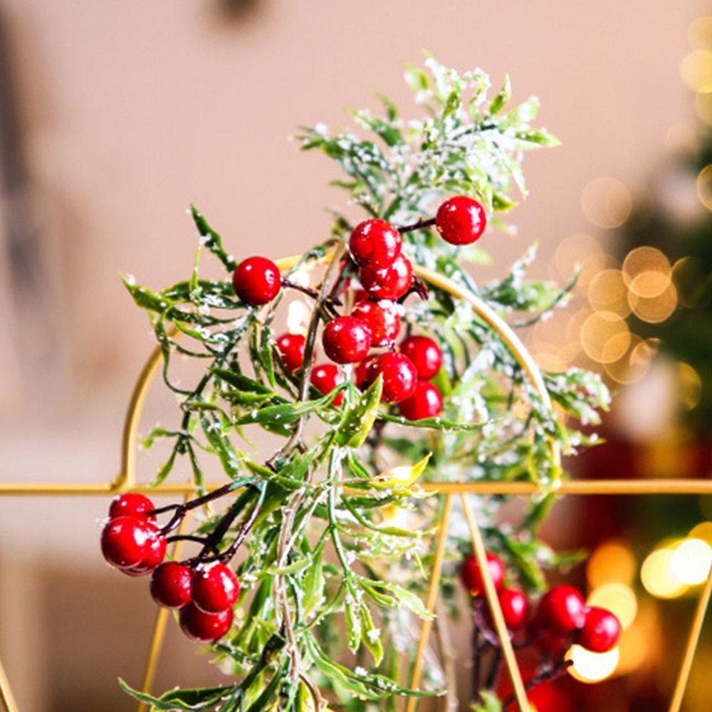 Red Berry Christmas Red Berry Light String 20/30LED Snowflakes LED Green Leaf String Lights Decorative Props Realistic