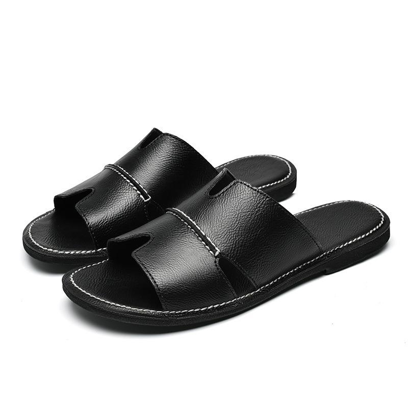 Slippers for Men Fashion Casual Sport Slippers High Quality Cowhide Leather Slipper Summer Open Toe Beach Slippers Large Size47