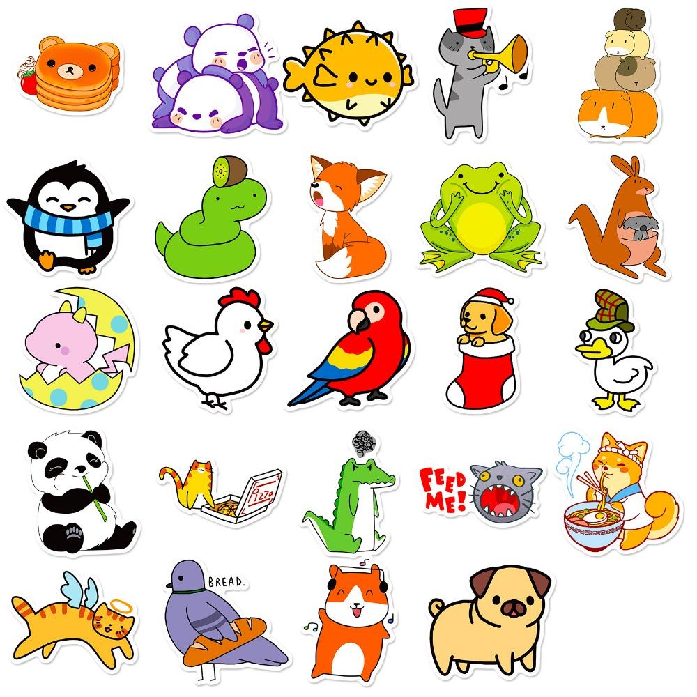 50pcs Cartoon Animal Sticker Waterproof Vinyl Decals DIY Laptops Water Bottles Phones Decorative Stickers