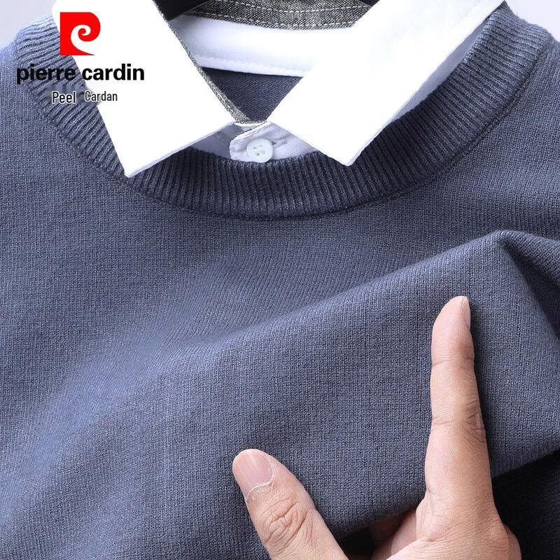 Pierre Cardin Men's Mock Layered Shirt Collar Knit Sweater